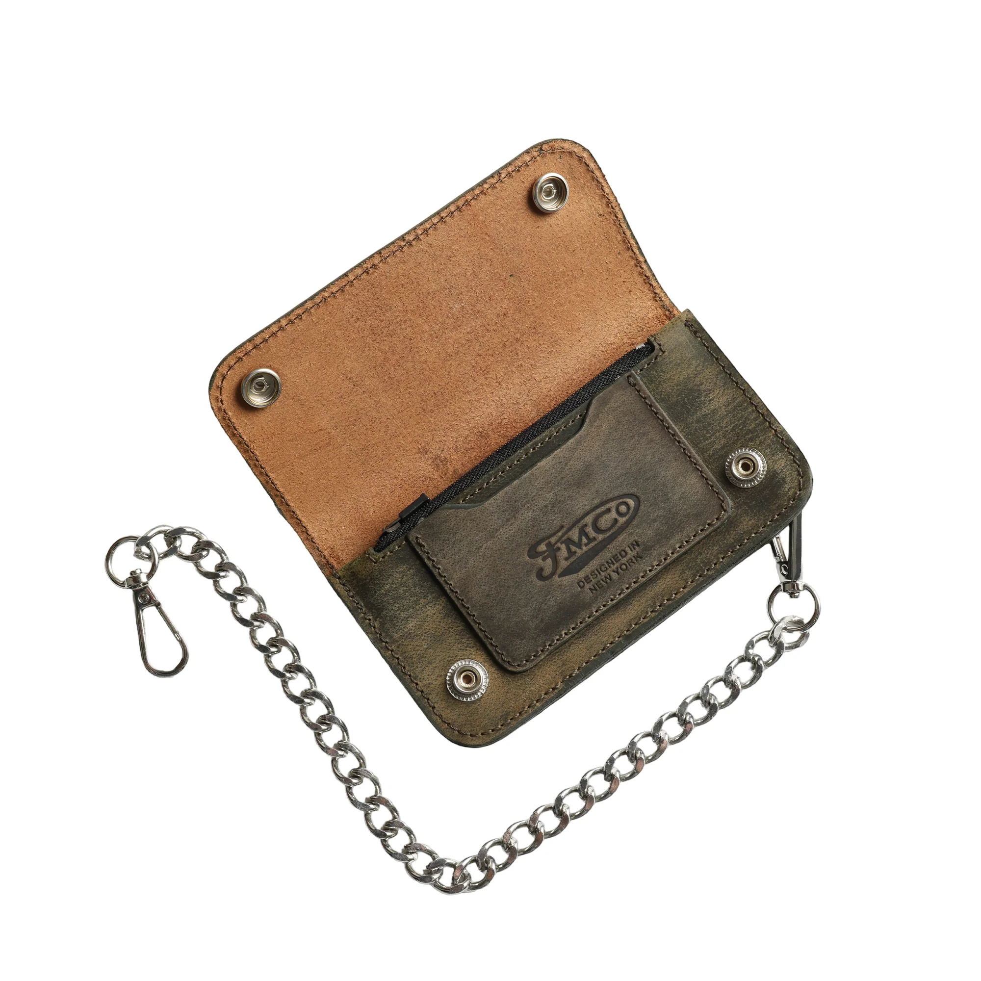 Image 3 of Forest Green Small Leather Trucker Wallet